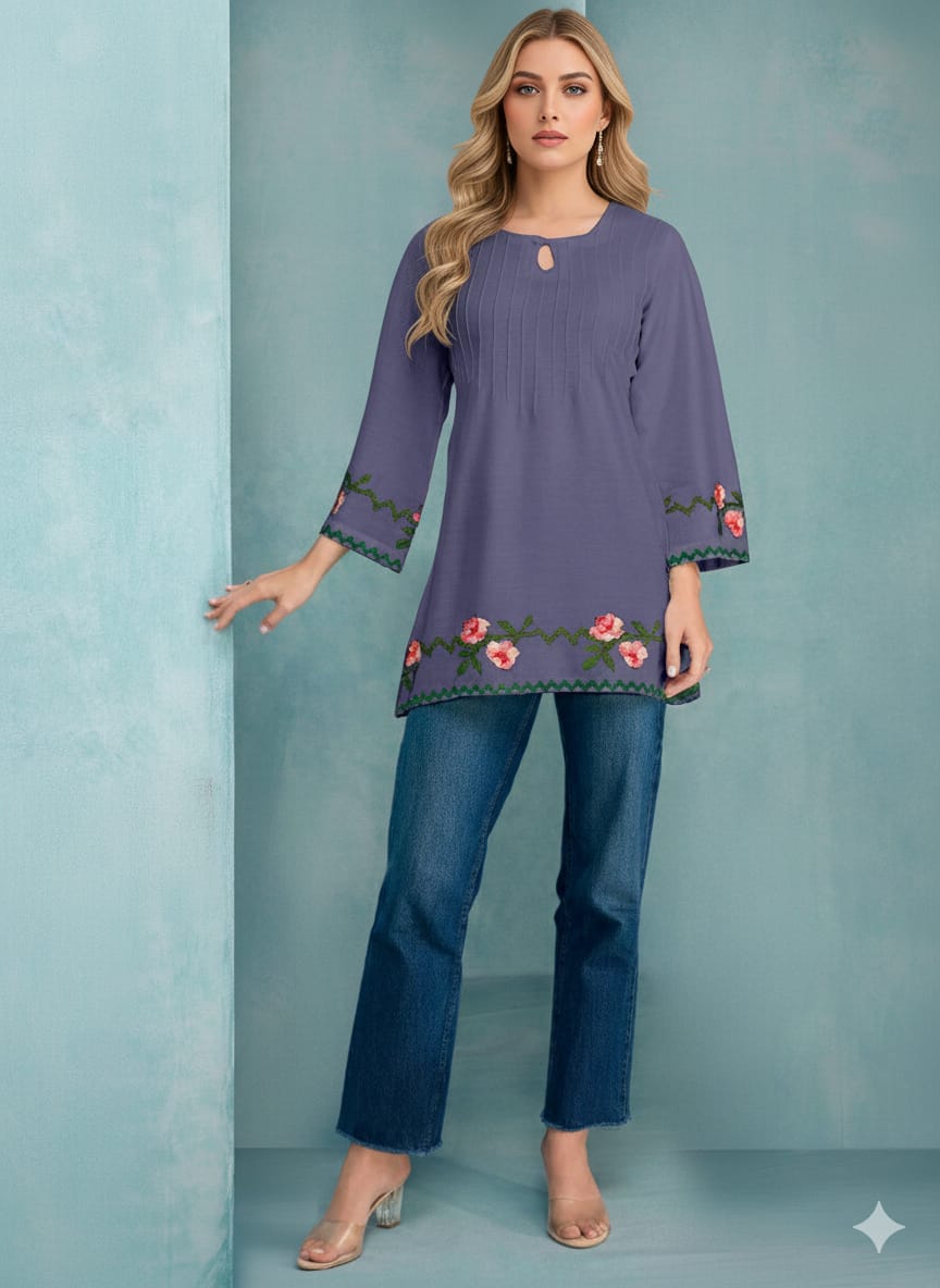 Lekha Sal 2 Rayon Embroidery Work Ladies Top