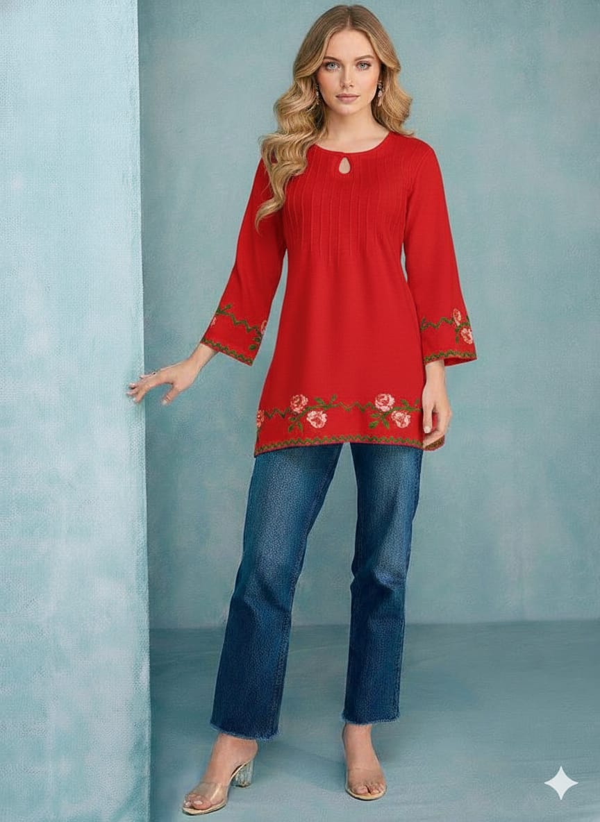 Lekha Sal 2 Rayon Embroidery Work Ladies Top