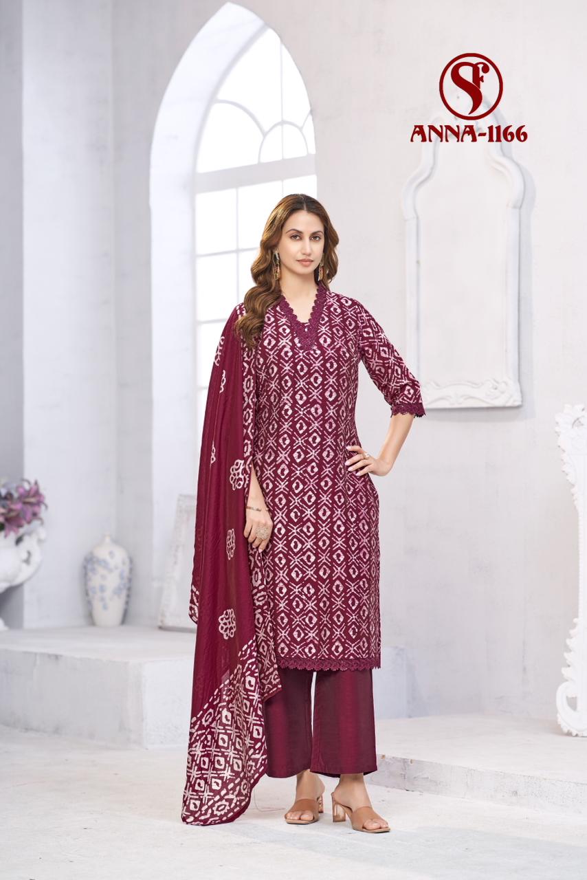 Swt Anna Vol 4 Mal Chanderi Batik Print Kurti Bottom With Dupatta