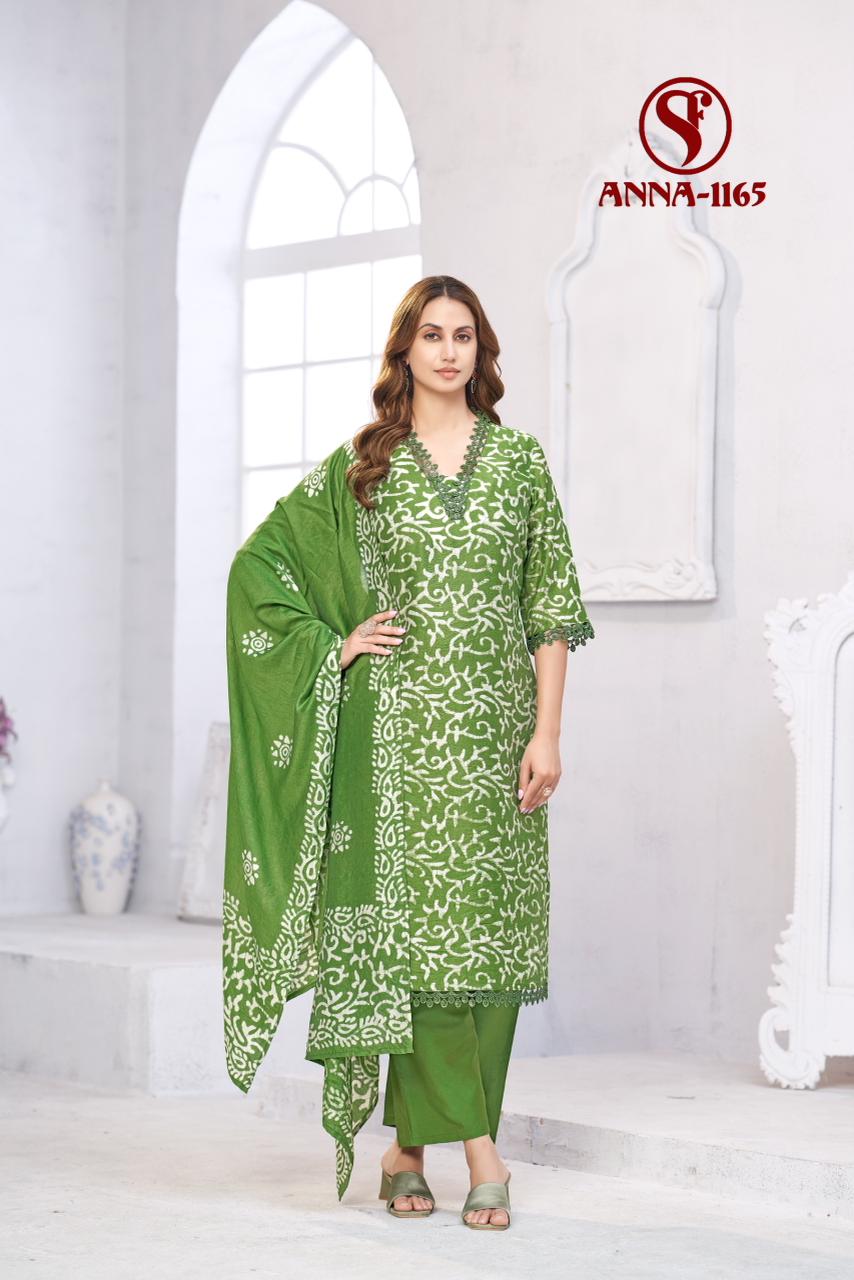 Swt Anna Vol 5 Mal Chanderi Batik Print Kurti Bottom With Dupatta