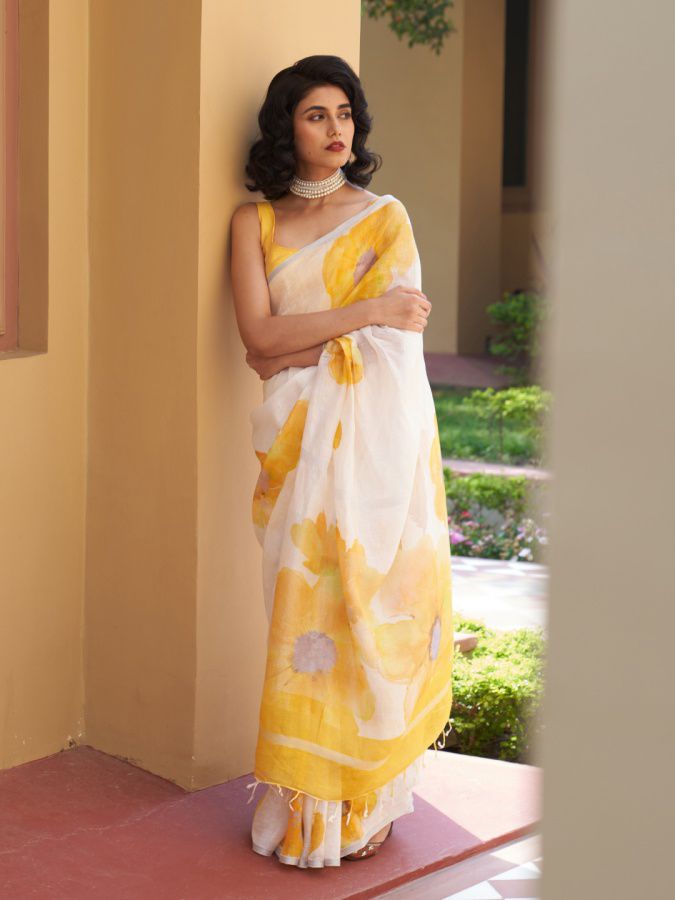 NCO 23 HKP Linen Cotton Digital Printed Saree