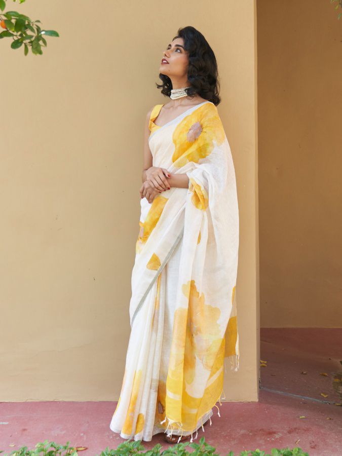 NCO 23 HKP Linen Cotton Digital Printed Saree