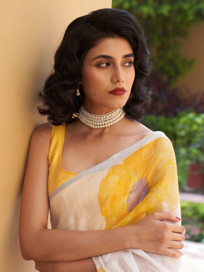 NCO 23 HKP Linen Cotton Digital Printed Saree