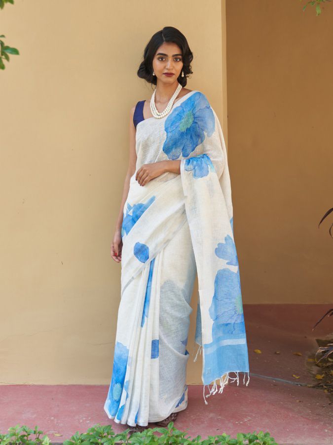 NCO 23 HKP Linen Cotton Digital Printed Saree