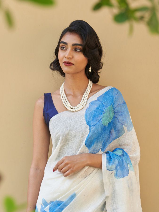 NCO 23 HKP Linen Cotton Digital Printed Saree