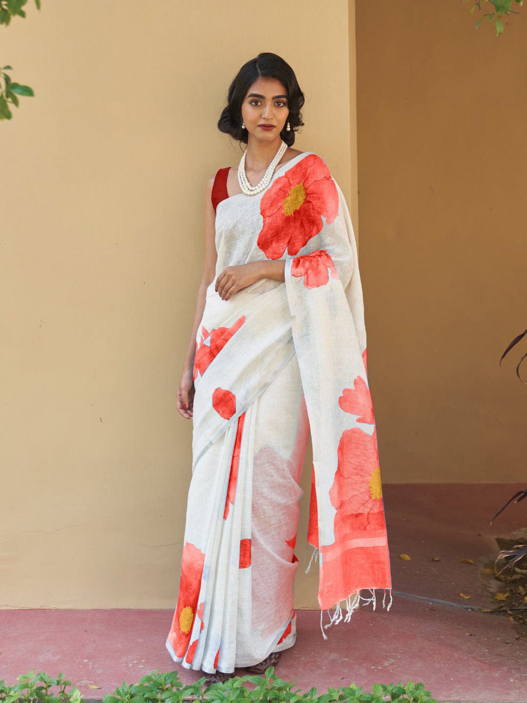 NCO 23 HKP Linen Cotton Digital Printed Saree
