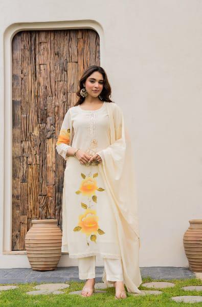 NCO 24 Pure Viscose Chanderi Sequins Coding Embroidery Kurti Bottom With Dupatta