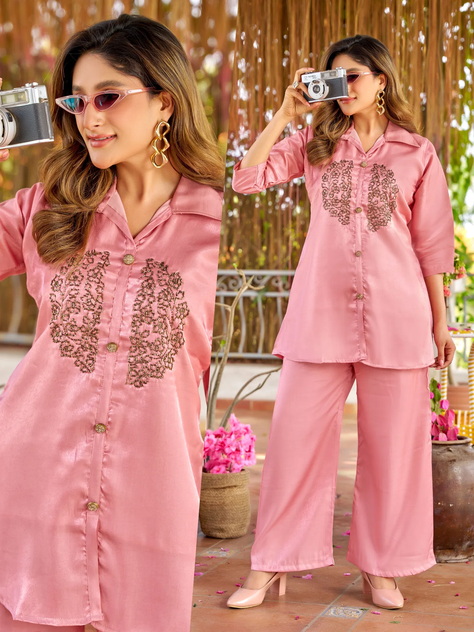 Naisha K 700 Roman Glass With Handwork Stylish Wear Co Ord Set Collection