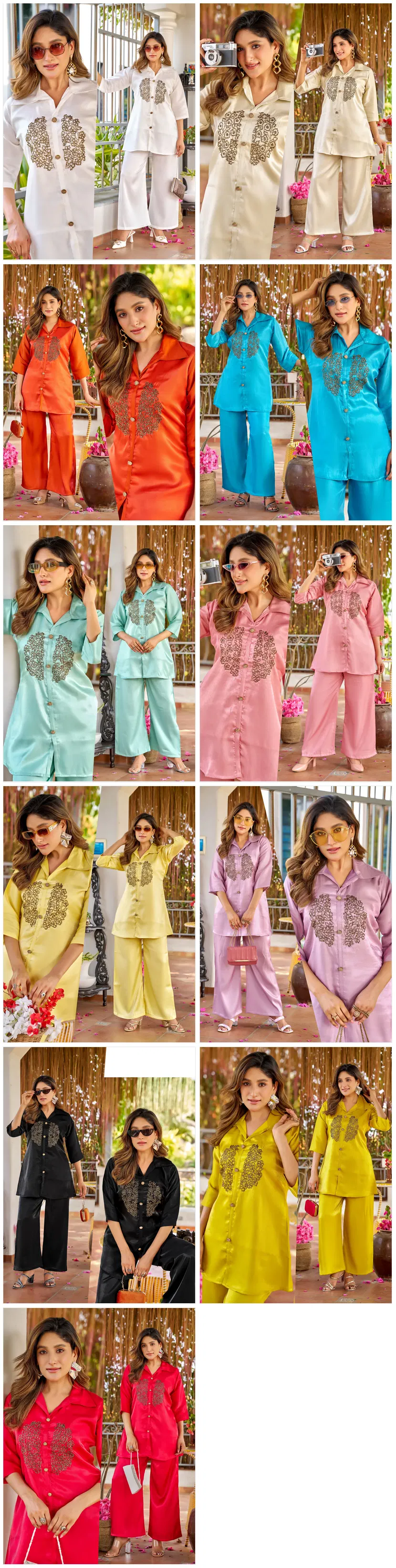 Naisha K 700 Roman Glass With Handwork Stylish Wear Co Ord Set Collection