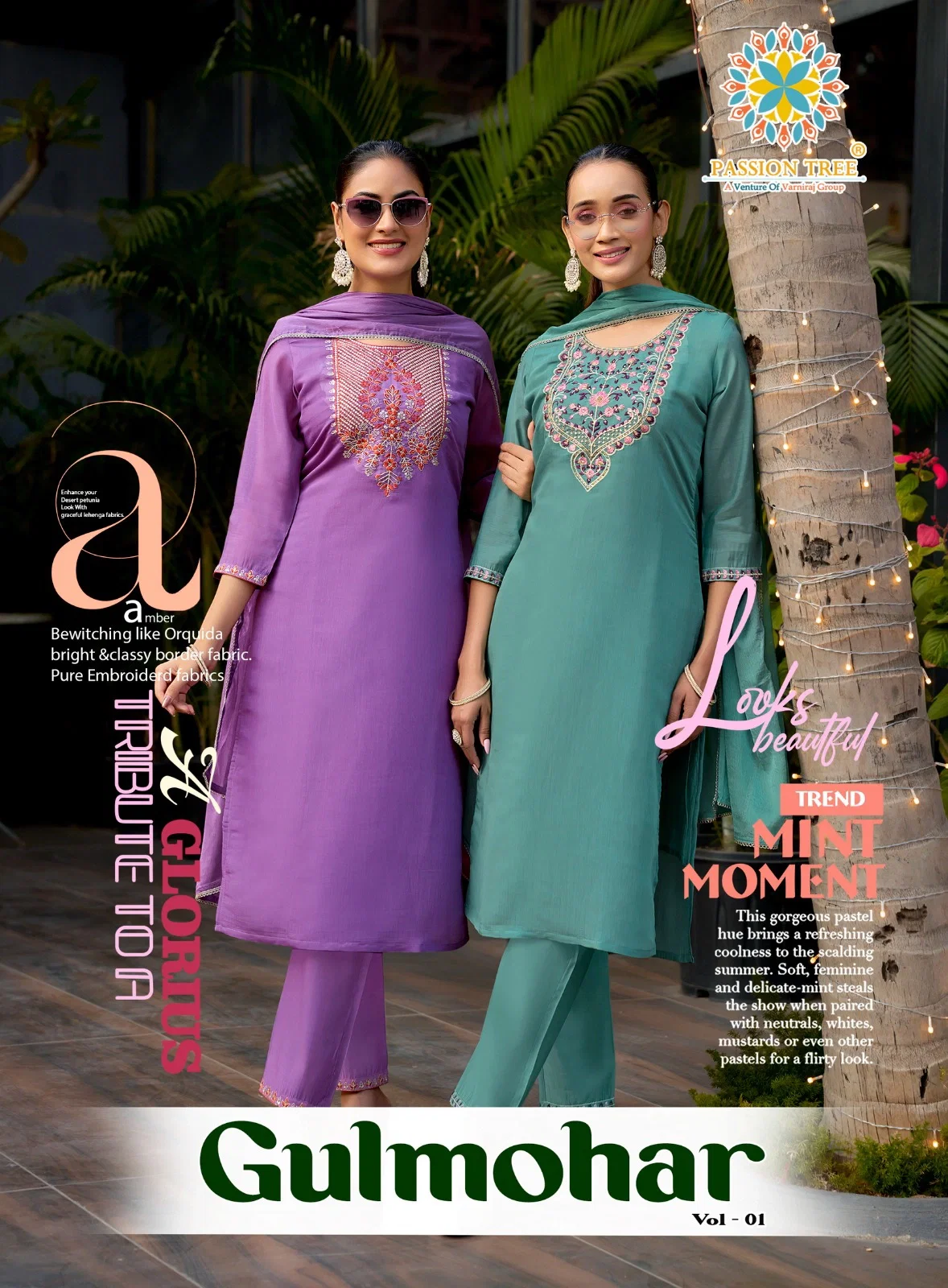 Gulmohar vol 1 By Passion Tree Straight Top With Pant And Dupatta Collection