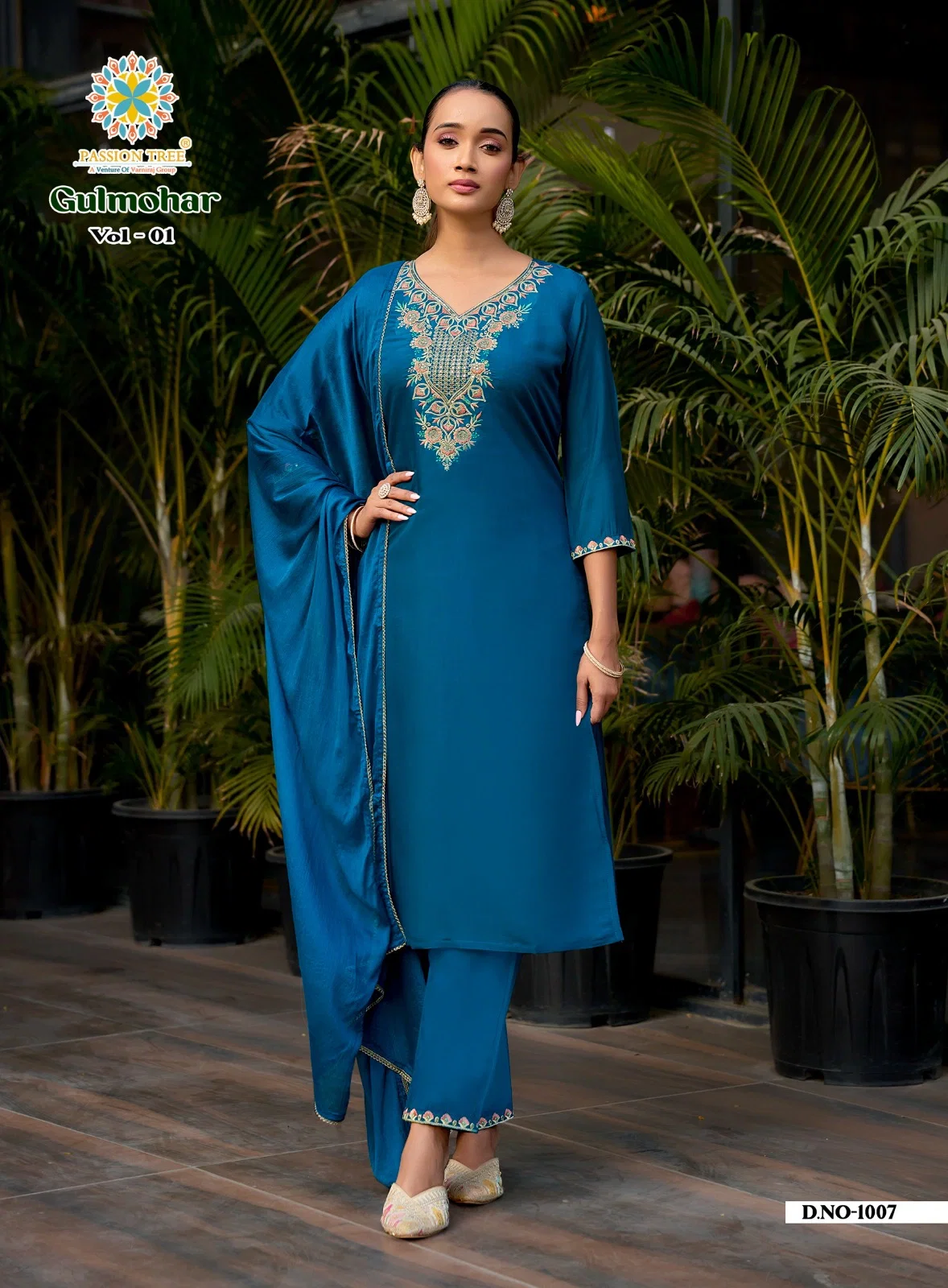 Gulmohar vol 1 By Passion Tree Straight Top With Pant And Dupatta Collection