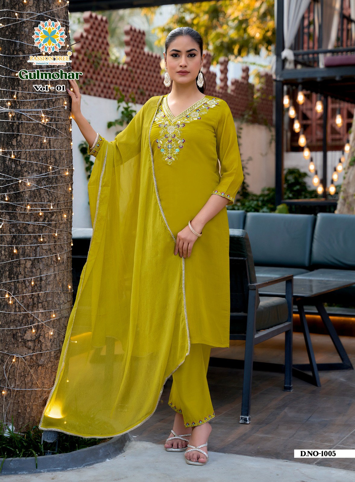 Gulmohar vol 1 By Passion Tree Straight Top With Pant And Dupatta Collection