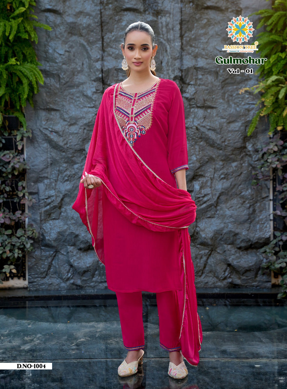 Gulmohar vol 1 By Passion Tree Straight Top With Pant And Dupatta Collection