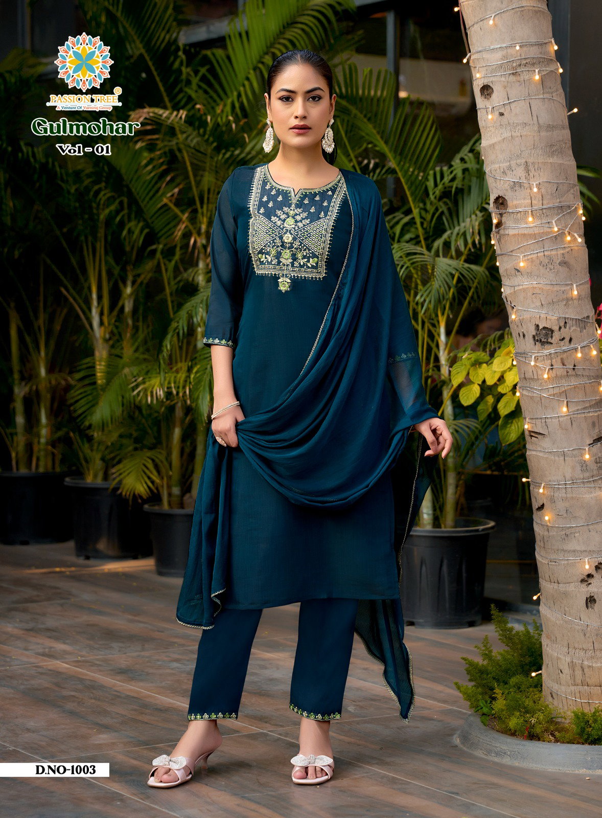 Gulmohar vol 1 By Passion Tree Straight Top With Pant And Dupatta Collection