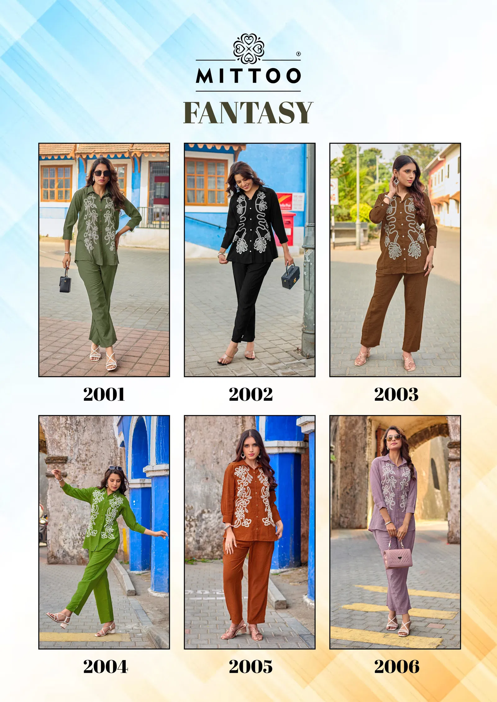 Mittoo Fantasy Viscose Threadwork Stylish Wear Co Ord Set Collection