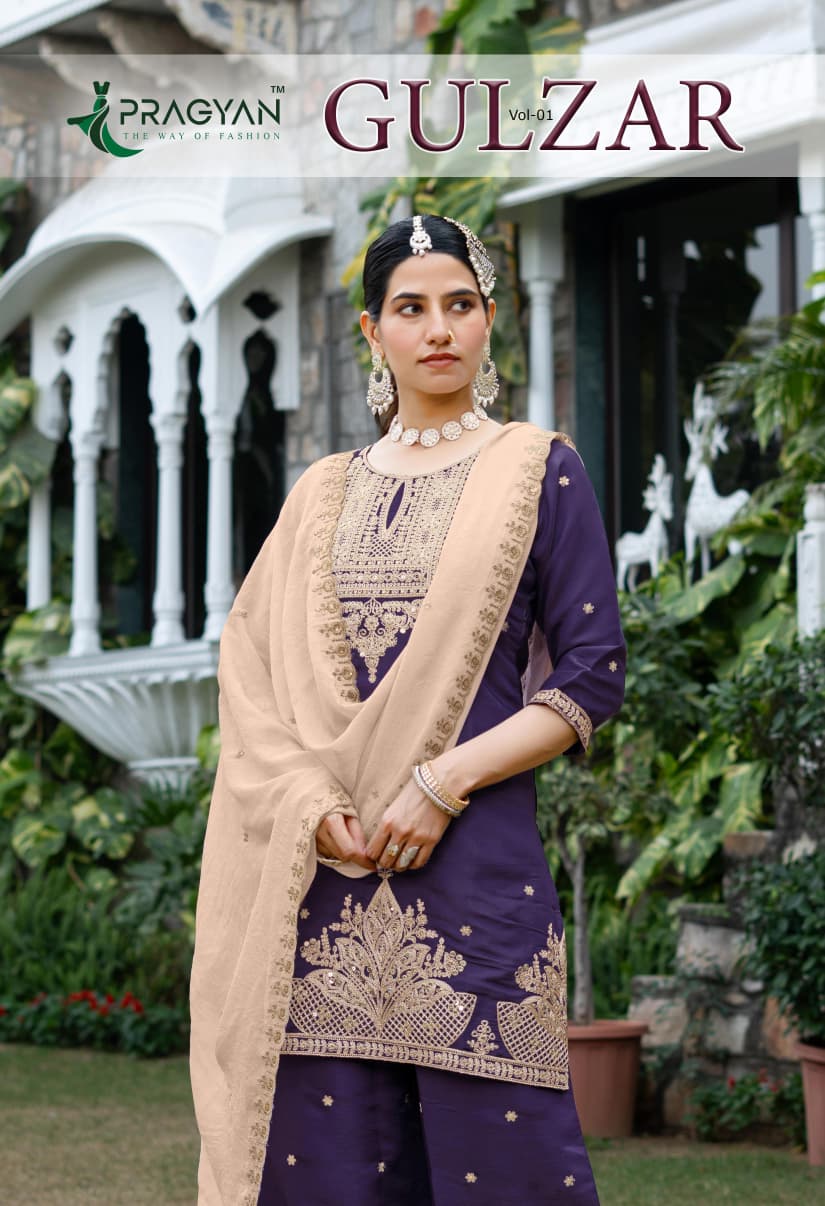 Pragyan Gulzar vol 1 Fancy Straight Cut top With Plazzo and Dupatta Collection