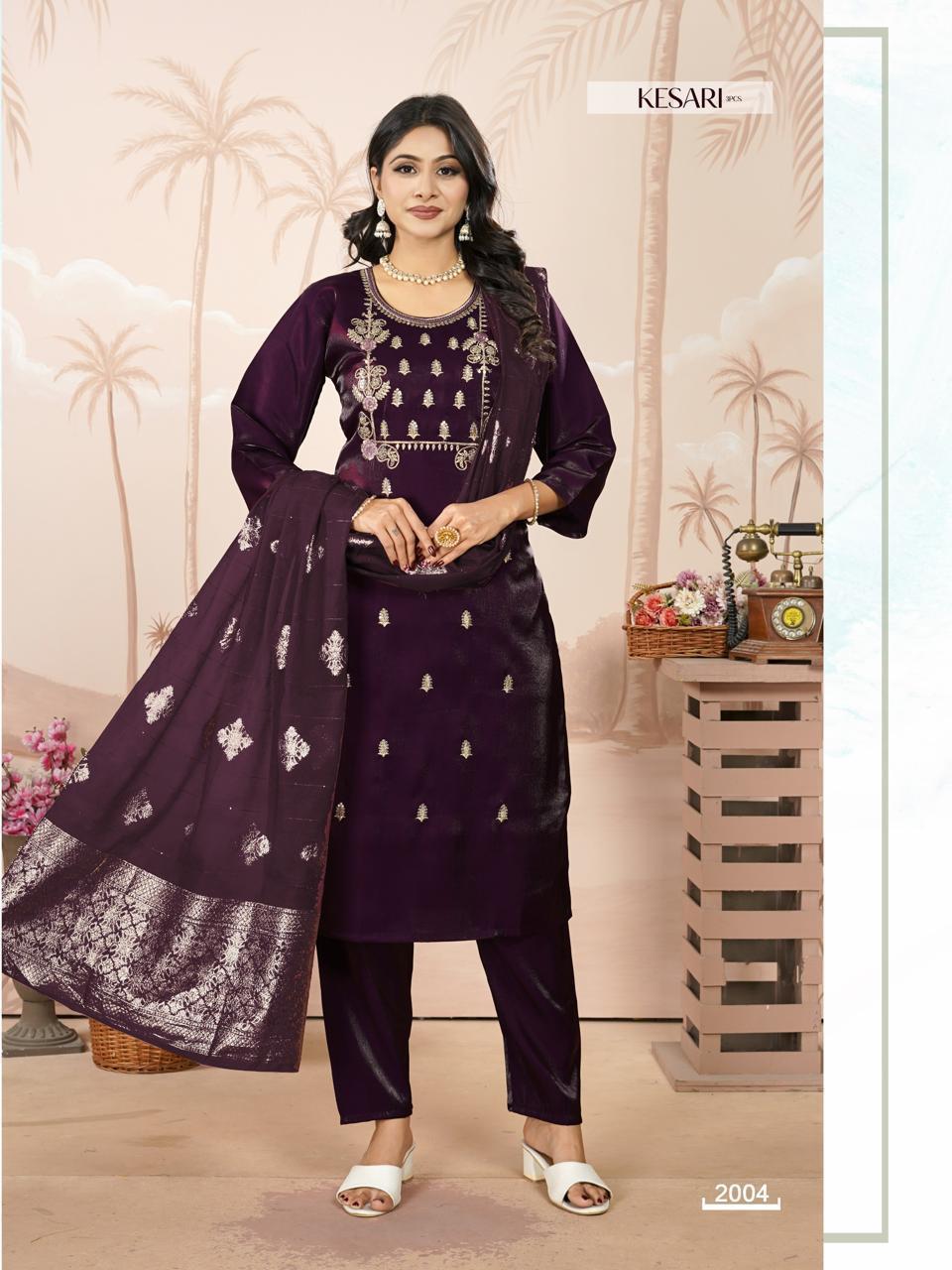 Dnp Kesari Heavy Glass Roman With Lining Top With Bottom And Dupatta Collection