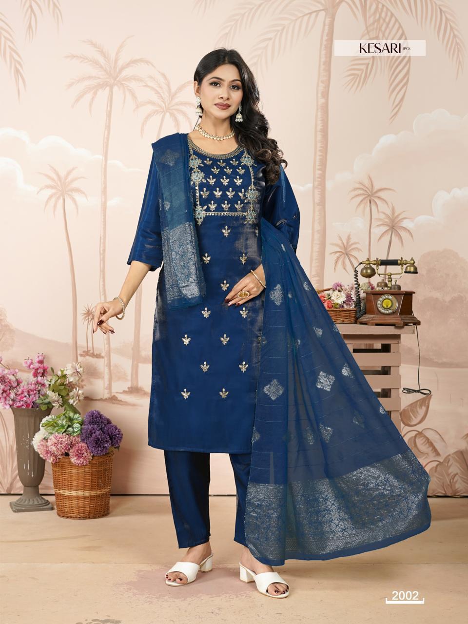 Dnp Kesari Heavy Glass Roman With Lining Top With Bottom And Dupatta Collection