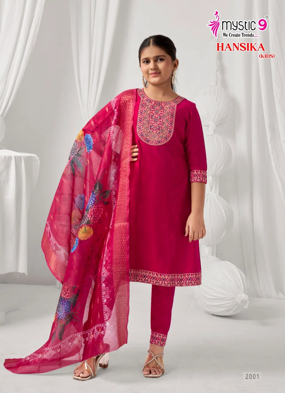 Mystic 9 Hansika vol 2 Heavy Gadhval Top With Bottom And Dupatta Kids Collection