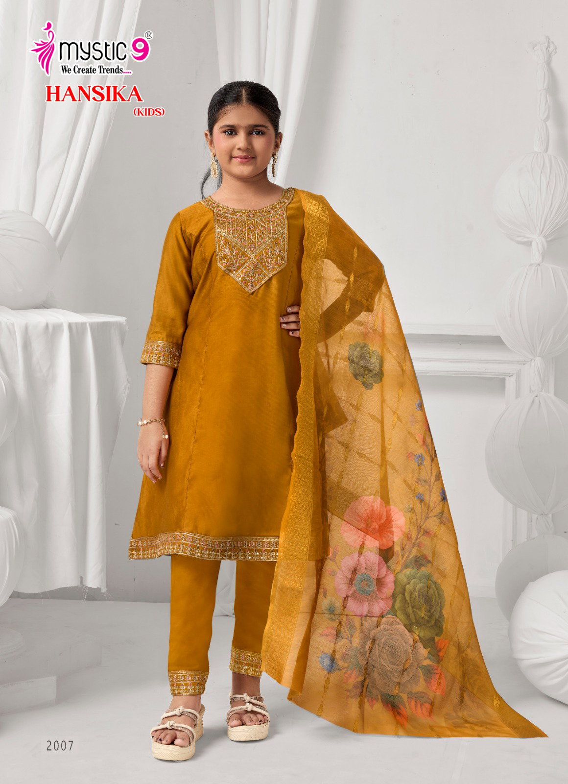 Mystic 9 Hansika vol 2 Heavy Gadhval Top With Bottom And Dupatta Kids Collection
