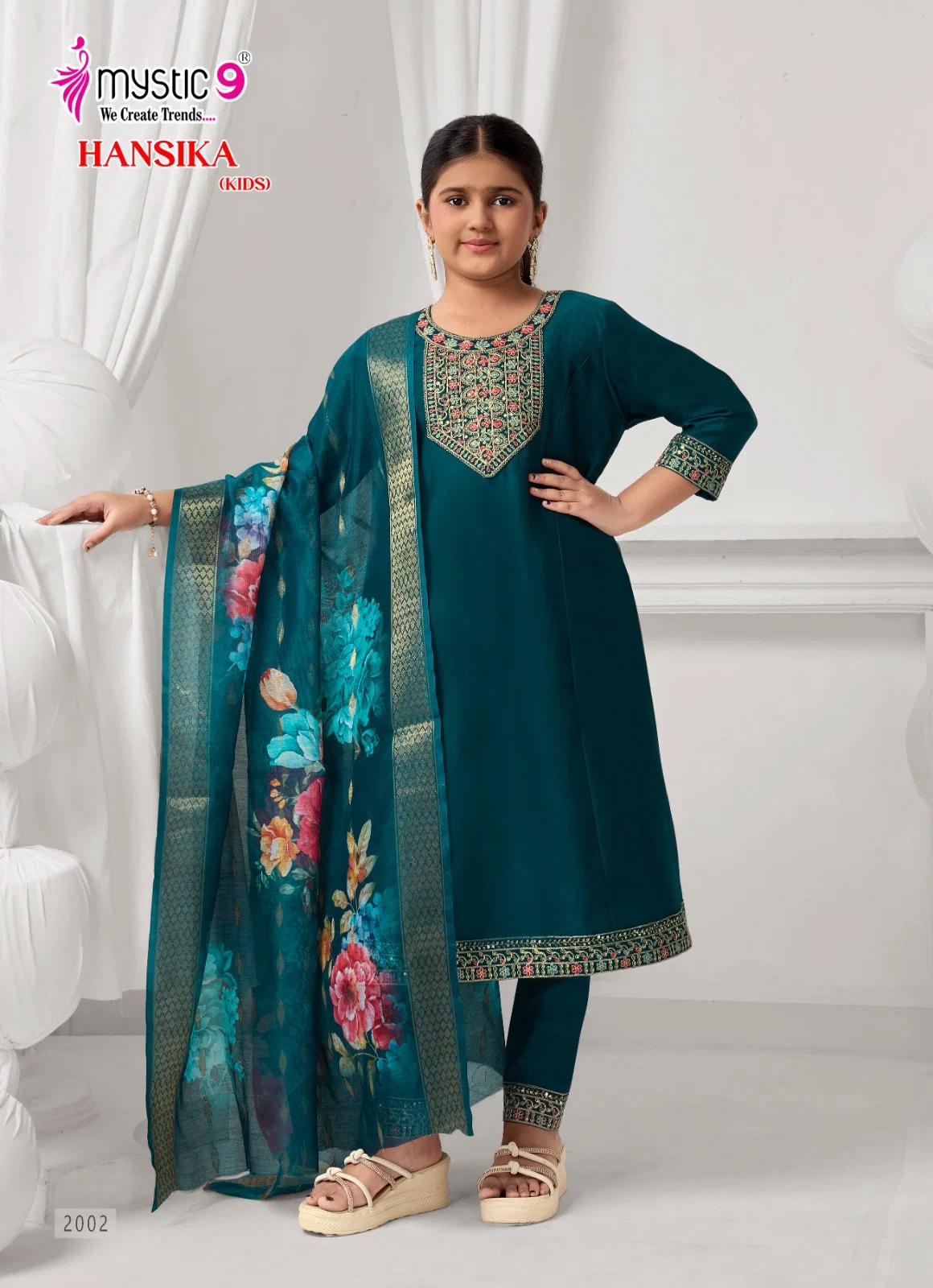 Mystic 9 Hansika vol 2 Heavy Gadhval Top With Bottom And Dupatta Kids Collection