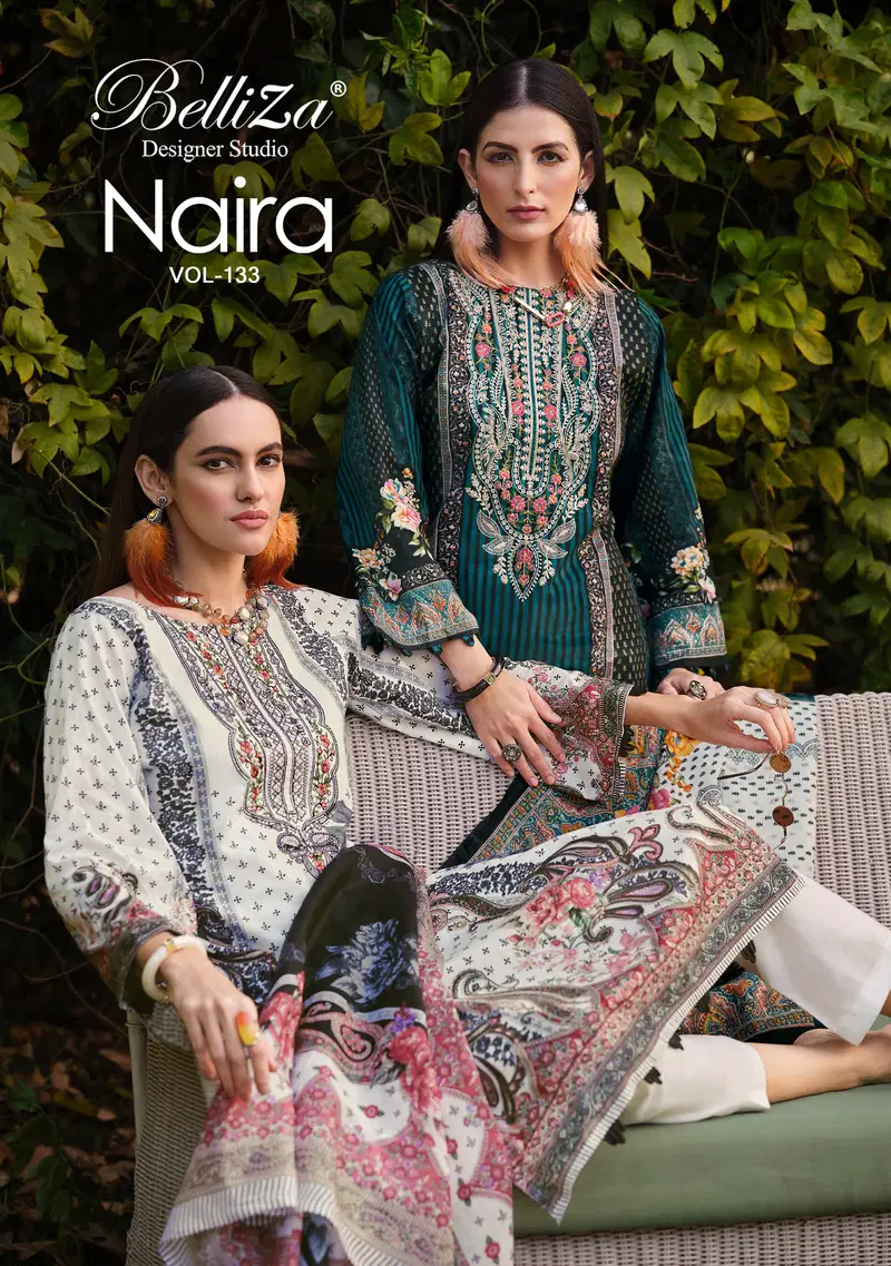 Belliza Naira Vol 133 Cotton Digital Prints Embroidery Dress Material