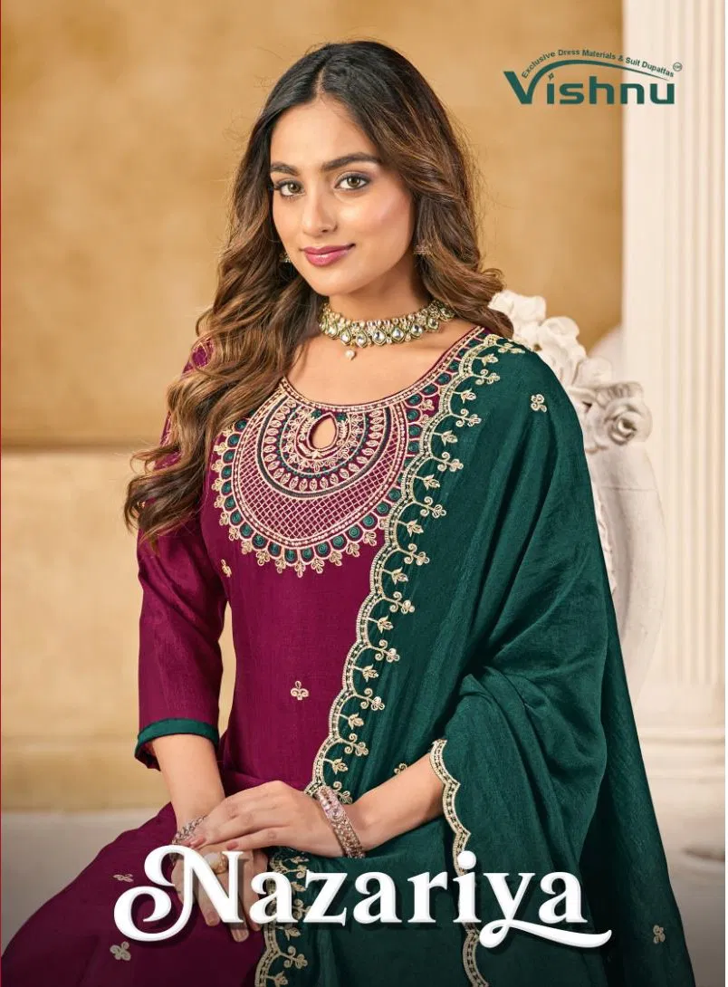 Vishnu Nazariya Vichitra Silk With Work Dress Material Collection