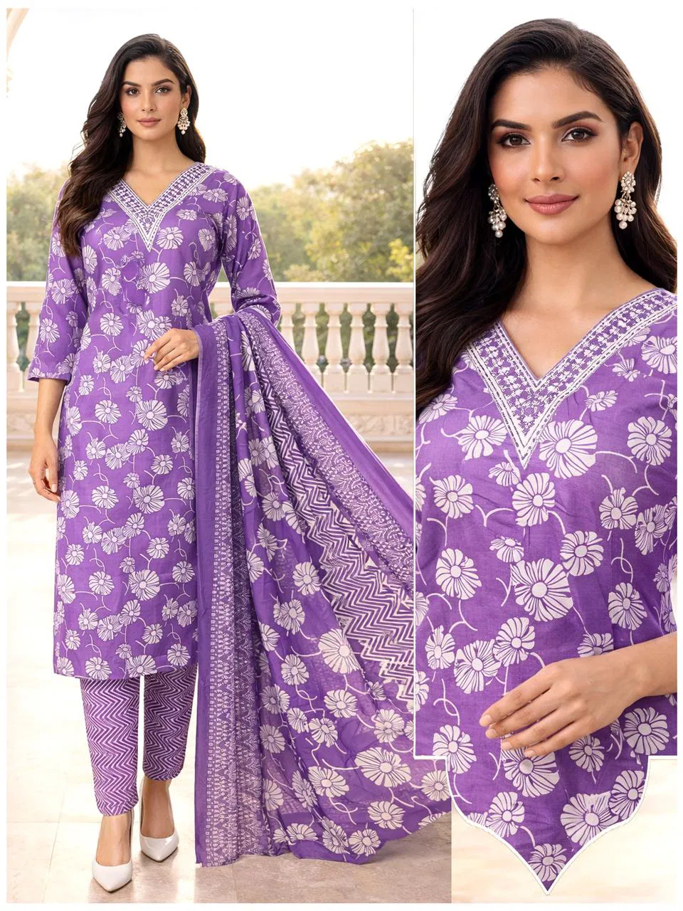 Naisha K 705 Cotton Casual Wear Kurti Pant And Dupatta Collection