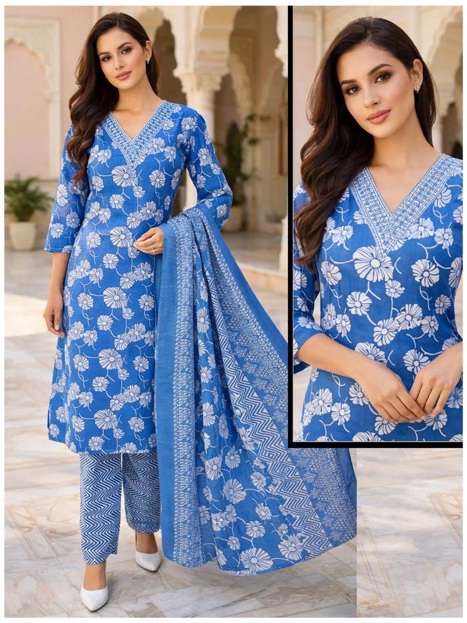 Naisha K 705 Cotton Casual Wear Kurti Pant And Dupatta Collection