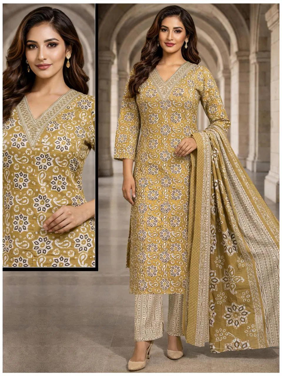 Naisha K 705 Cotton Casual Wear Kurti Pant And Dupatta Collection