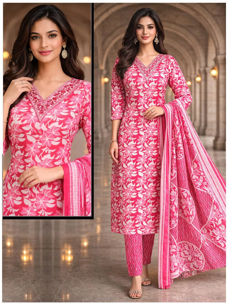 Naisha K 705 Cotton Casual Wear Kurti Pant And Dupatta Collection