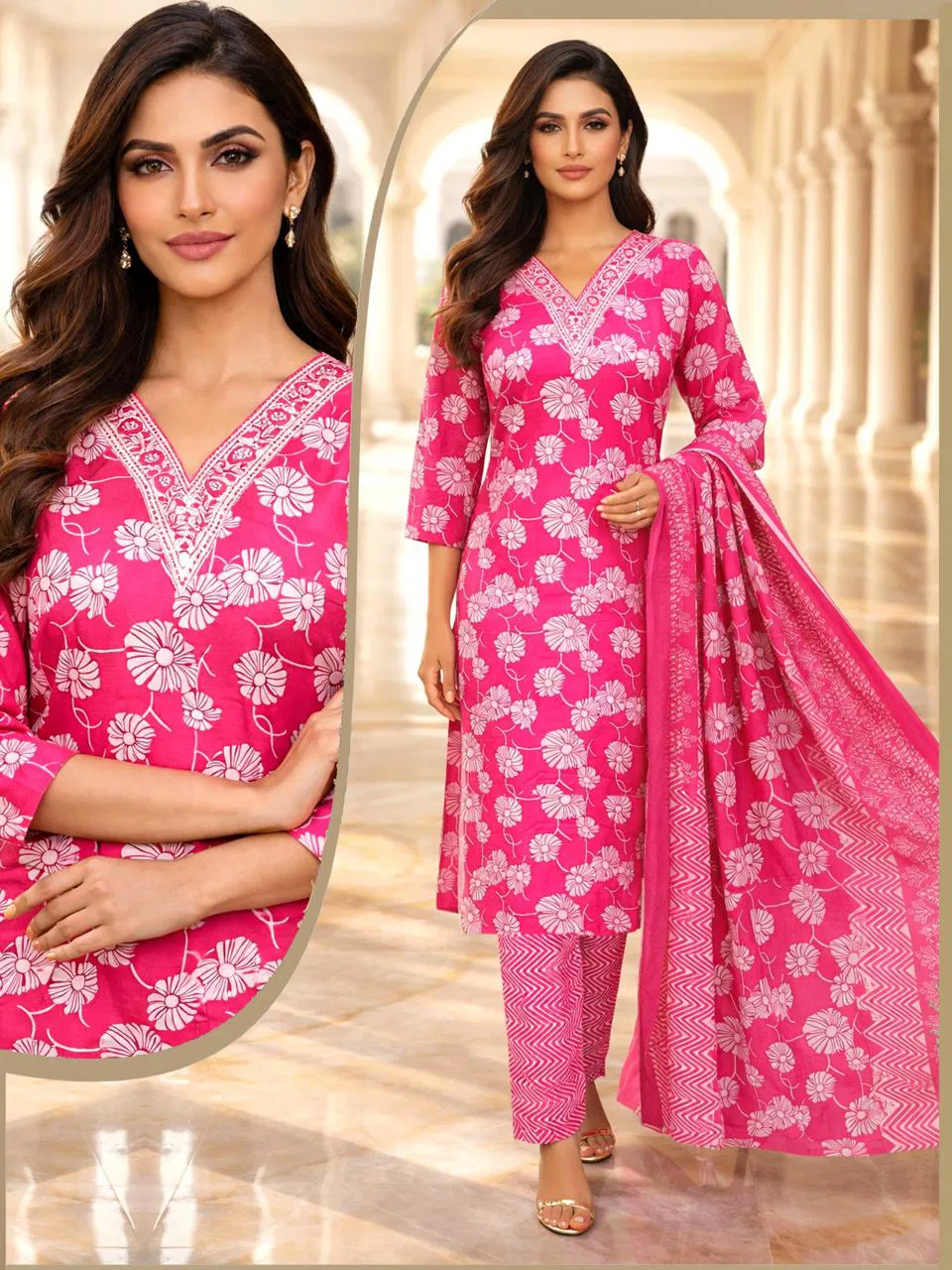 Naisha K 705 Cotton Casual Wear Kurti Pant And Dupatta Collection