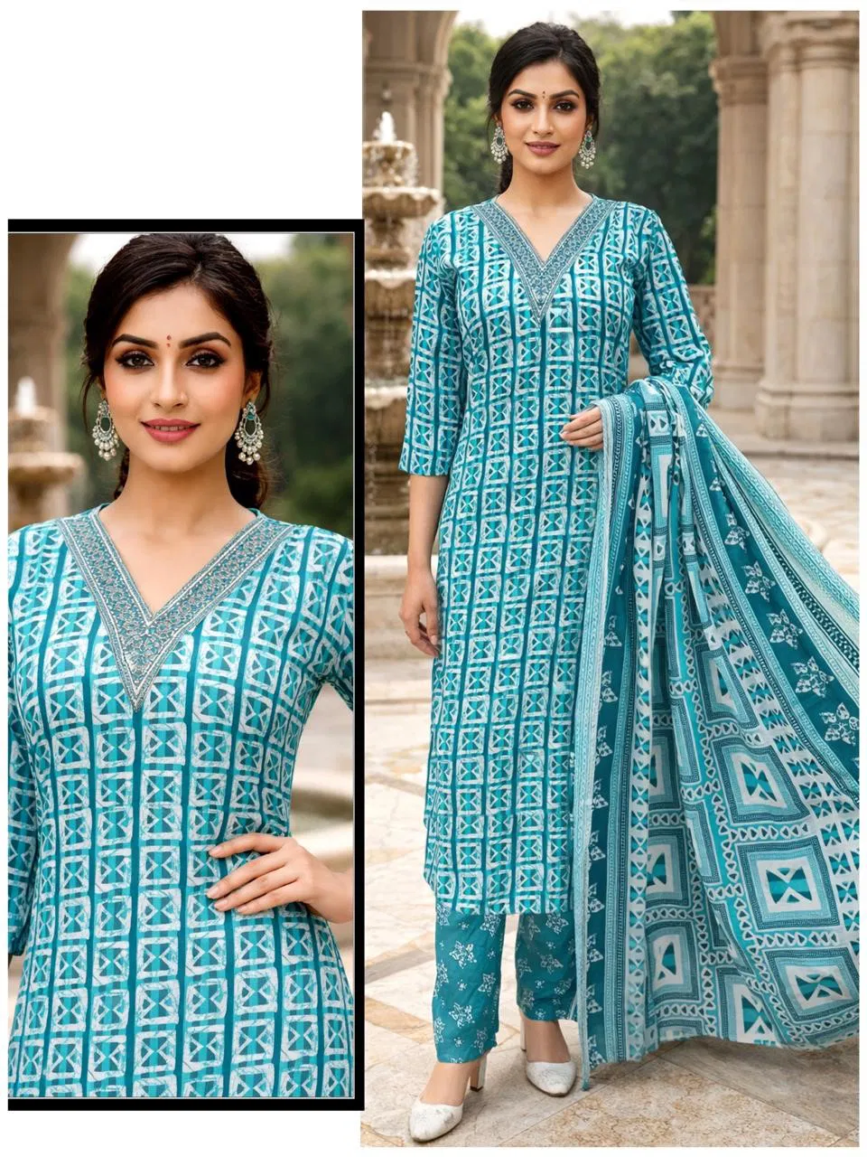 Naisha K 705 Cotton Casual Wear Kurti Pant And Dupatta Collection