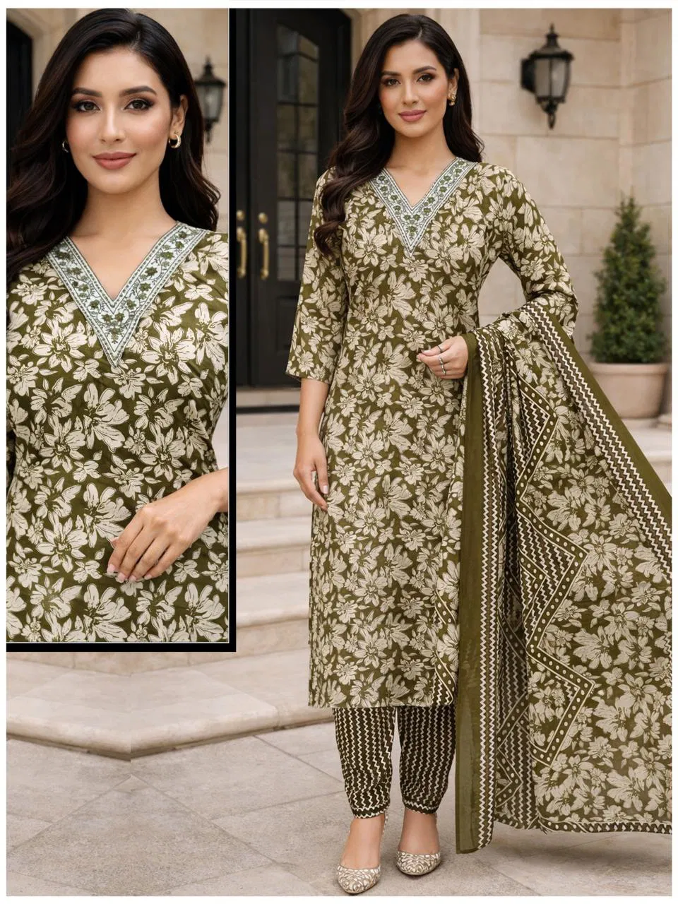 Naisha K 705 Cotton Casual Wear Kurti Pant And Dupatta Collection