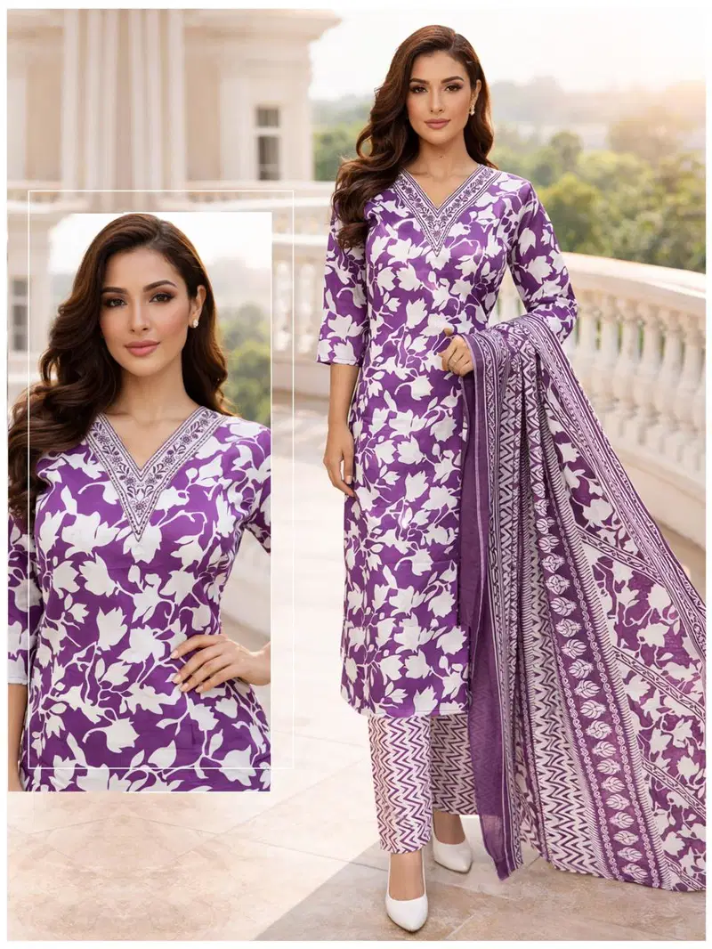 Naisha K 705 Cotton Casual Wear Kurti Pant And Dupatta Collection