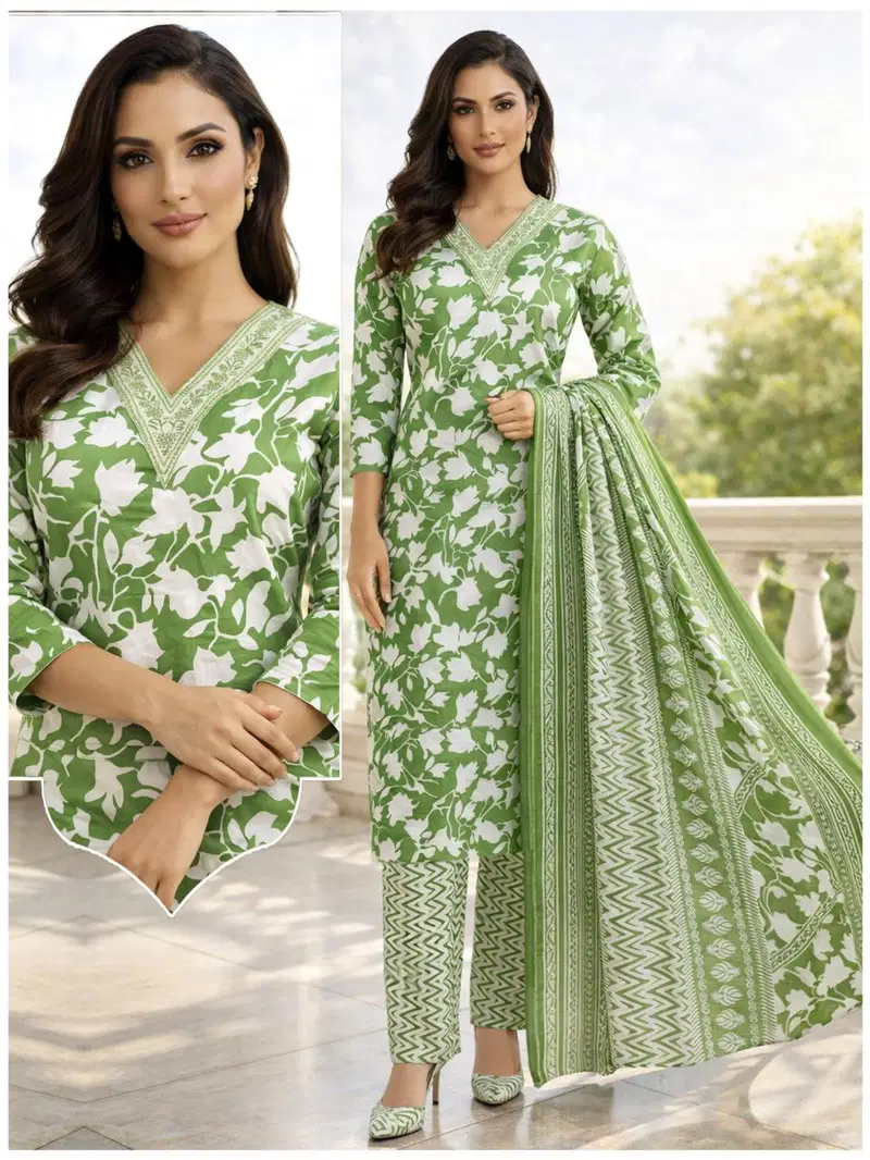 Naisha K 705 Cotton Casual Wear Kurti Pant And Dupatta Collection