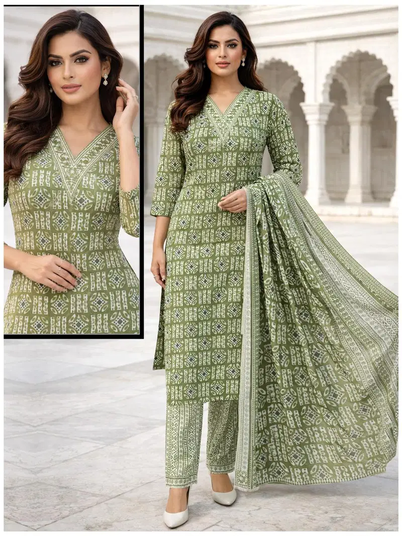 Naisha K 705 Cotton Casual Wear Kurti Pant And Dupatta Collection