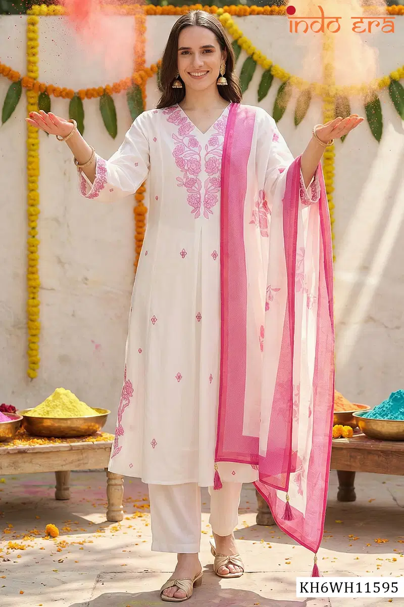 Indo Era 2595 Viscose Rayon Floral Printed Kurti With Bottom Dupatta