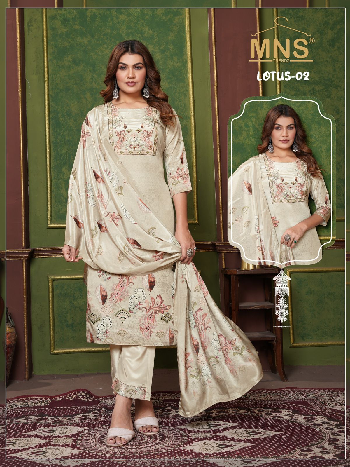 Manas Lotus 02 Crape Silk Top With Bottom And Dupatta Collection