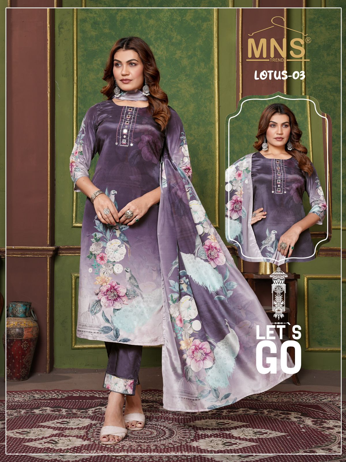 Manas Lotus 03 Crape Silk Top With Bottom And Dupatta Collection