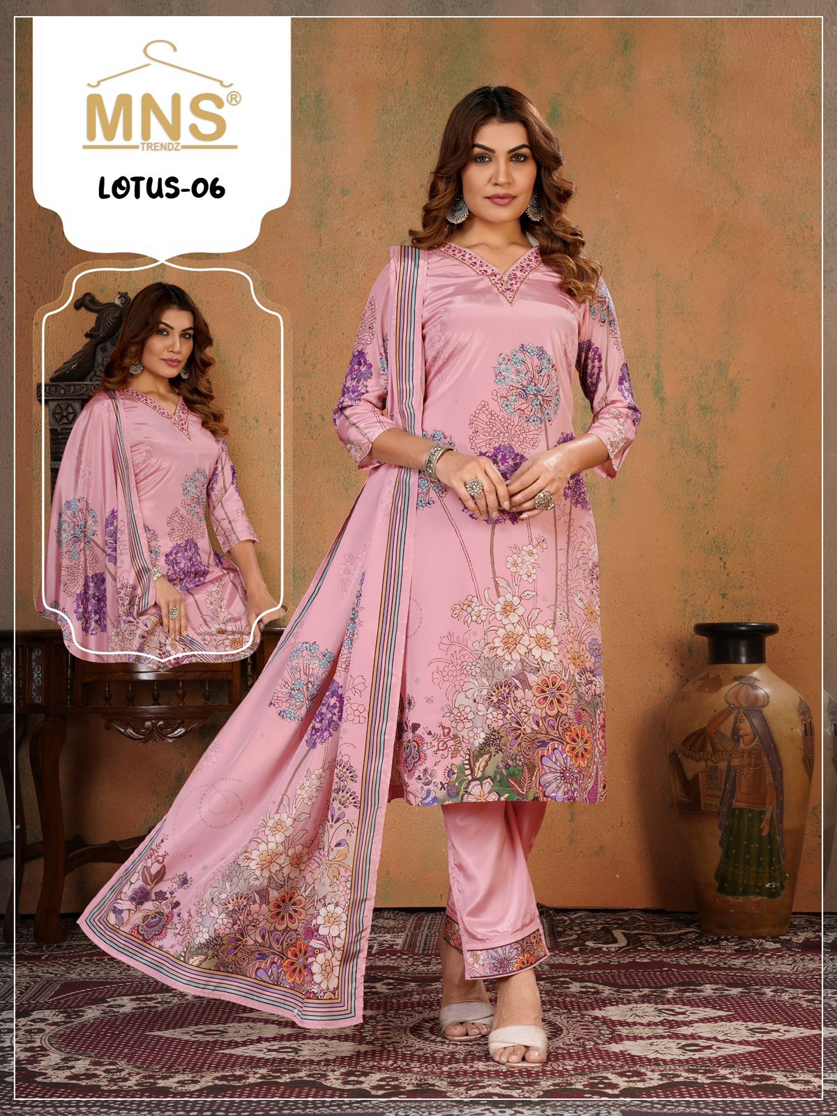 Manas Lotus 06 Crape Silk Top With Bottom And Dupatta Collection