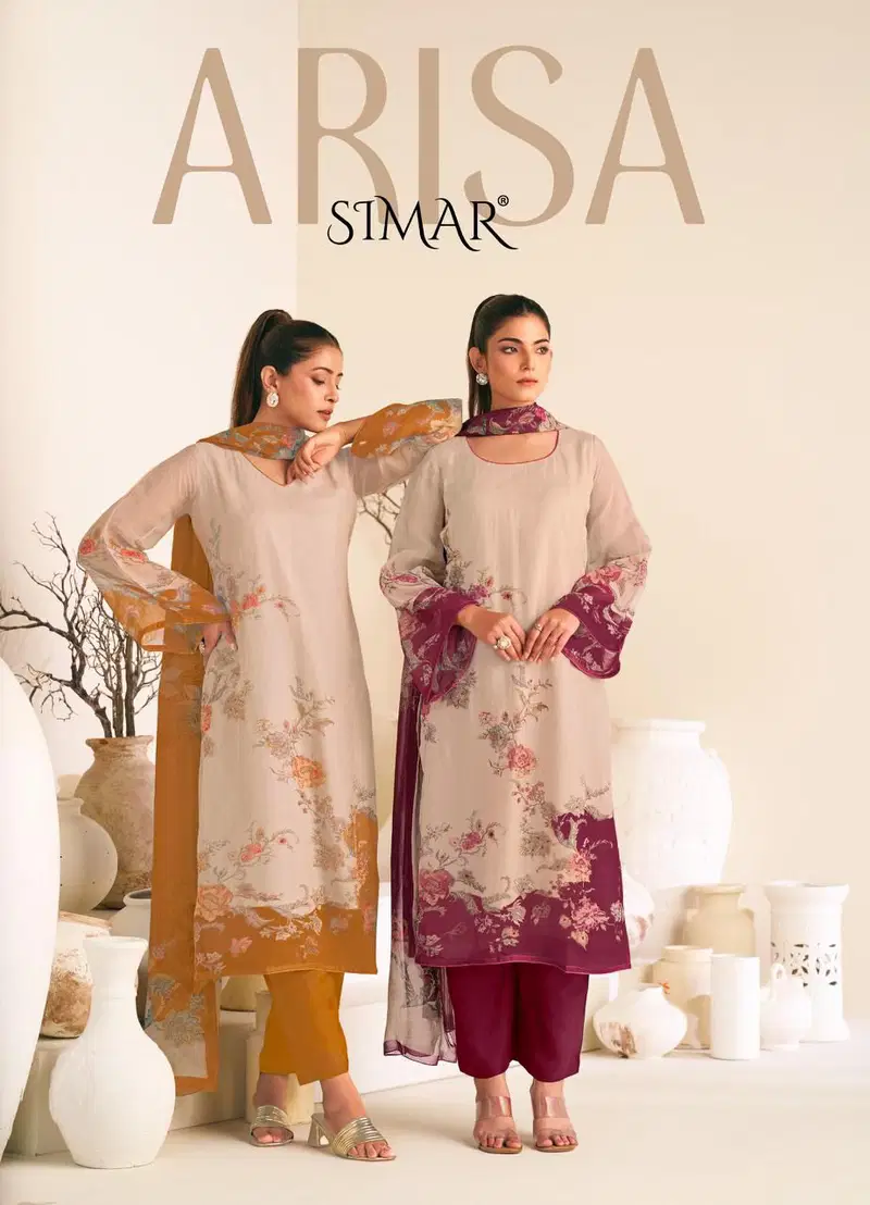 Glossy Simar Arisa Viscose Organza Digital Print Handwork Salwar Kameez