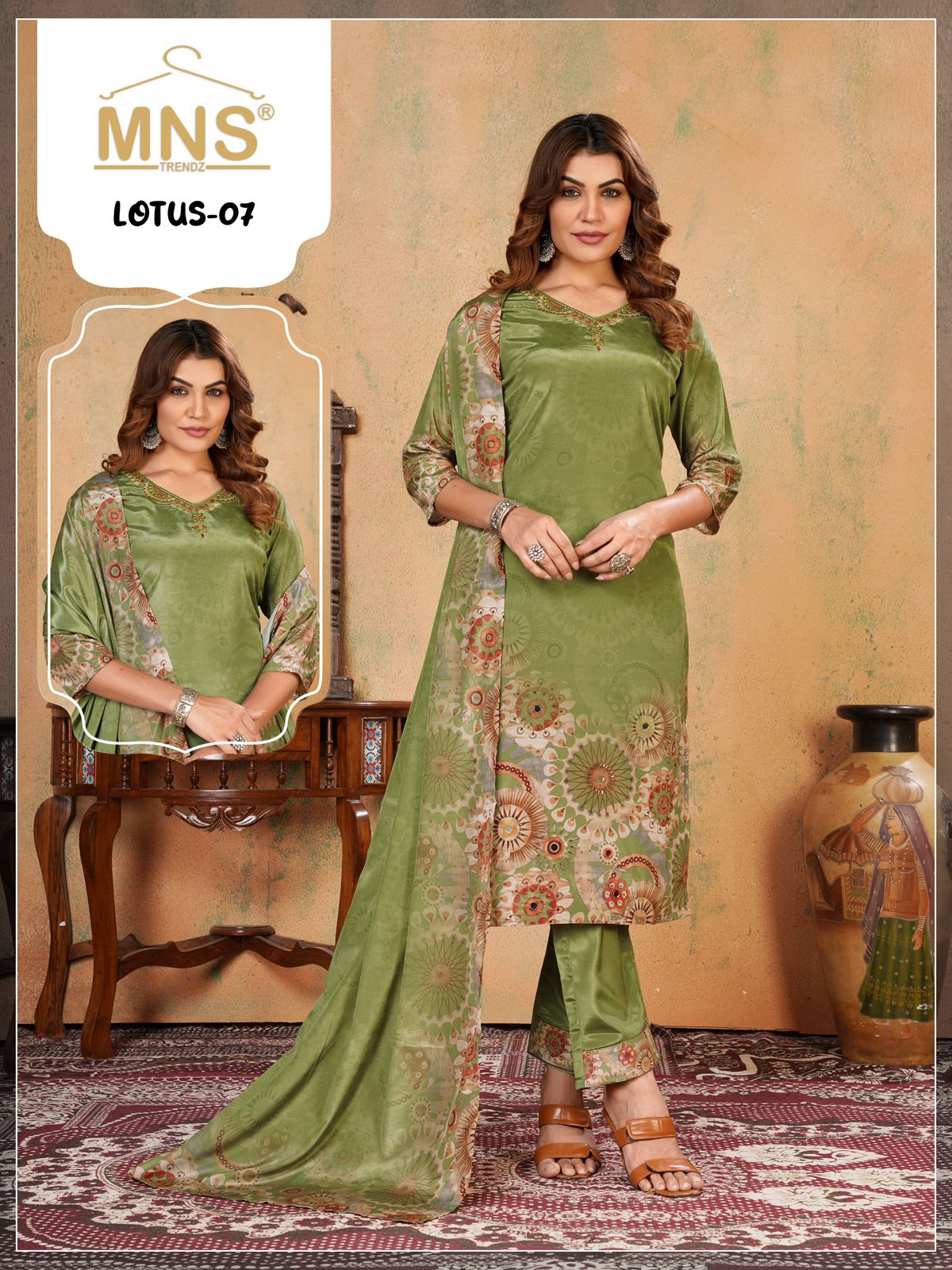 Manas Lotus 07 Crape Silk Top With Bottom And Dupatta Collection