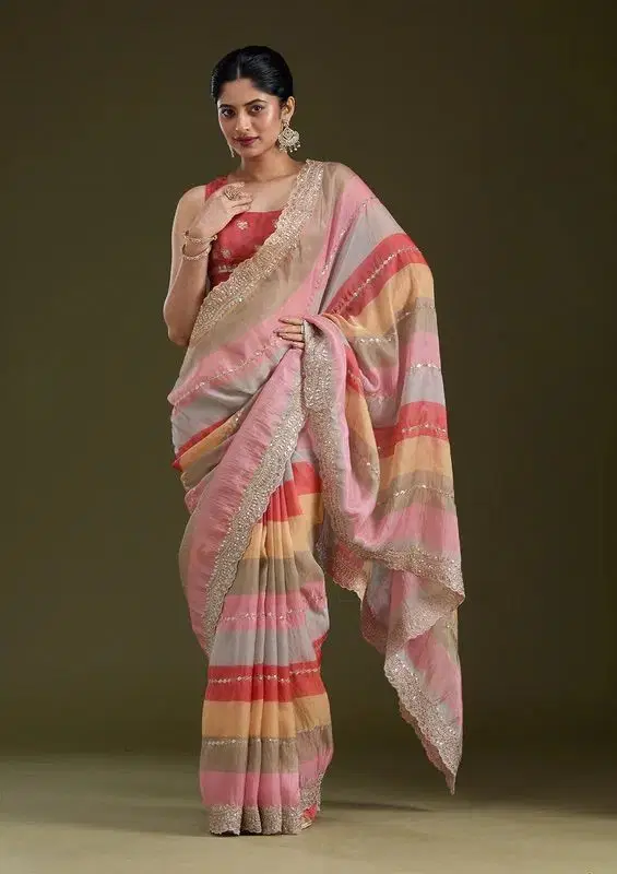 Kc 2091 Goldy Silk Sequence Embroidery Designer Saree Collection