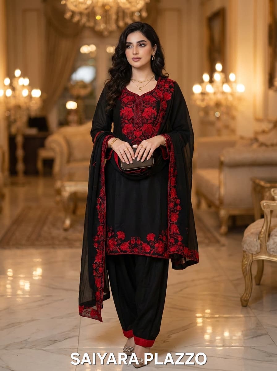 Saiyara Plazzo Pure Rayon Fabric With delicate Embroidery Top With Plazzo and Dupatta Collection