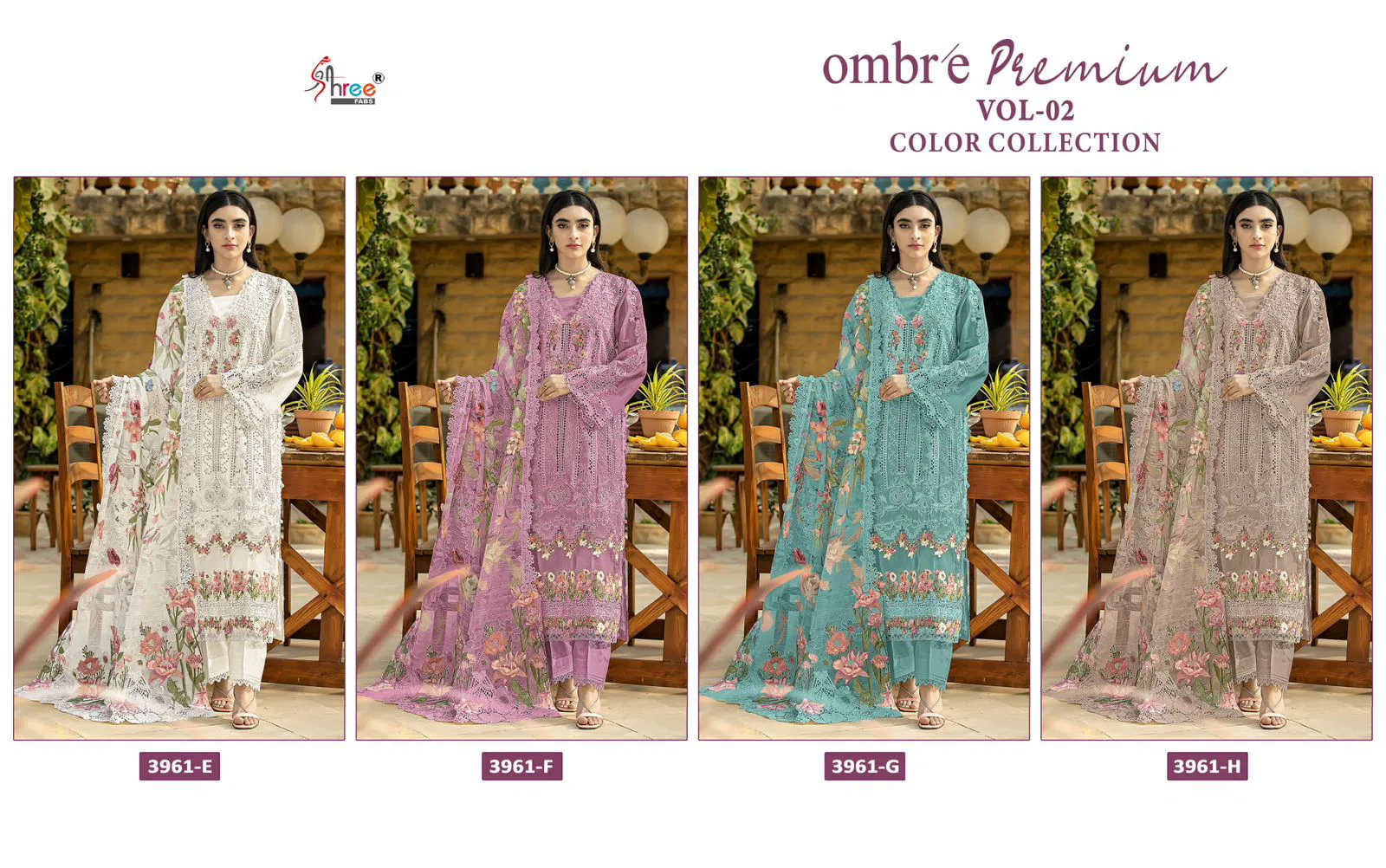 Shree Ombre Premium 3961 E To H Cotton Embroidery Pakistani Salwar Kameez