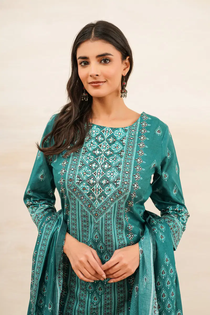 Naisha K 707 Cotton Festival Wear Kurti Pant And Dupatta Collection