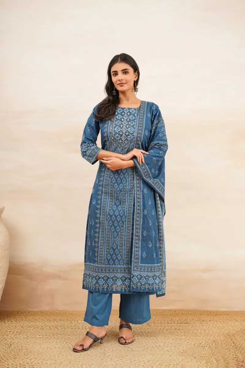 Naisha K 707 Cotton Festival Wear Kurti Pant And Dupatta Collection