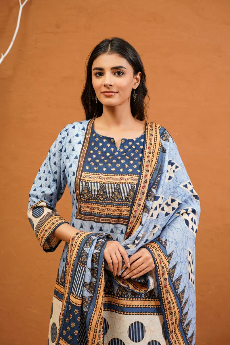 Naisha K 707 Cotton Festival Wear Kurti Pant And Dupatta Collection