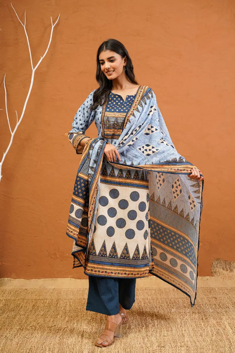 Naisha K 707 Cotton Festival Wear Kurti Pant And Dupatta Collection